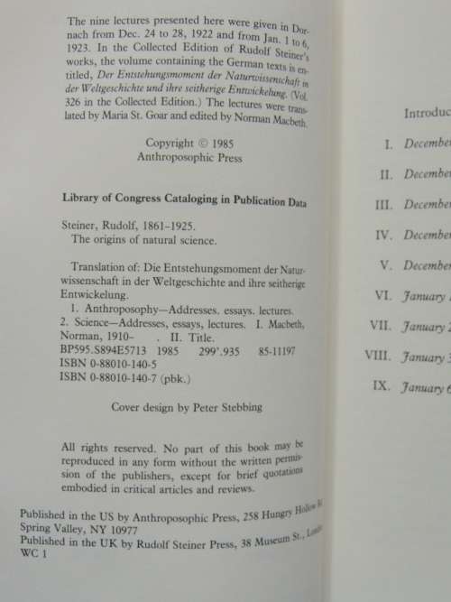The Origins of Natural Science, Lectures 1922-23 - Rudolf Steiner