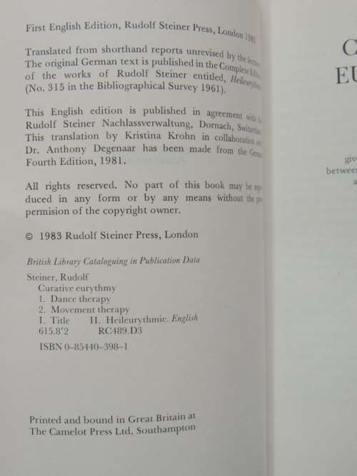 Creative Eurythmy, Lectures 1921-22 - Rudolf Steiner