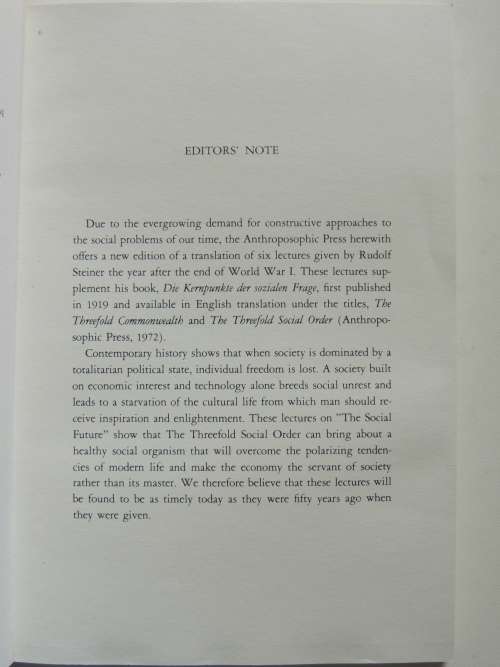 The Social Future - Rudolf Steiner