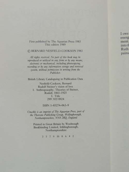 Rudolf Steiner`s Vision of Love,Spiritual Science &the Logic of the heart - Bernard Nesfield-Cooks