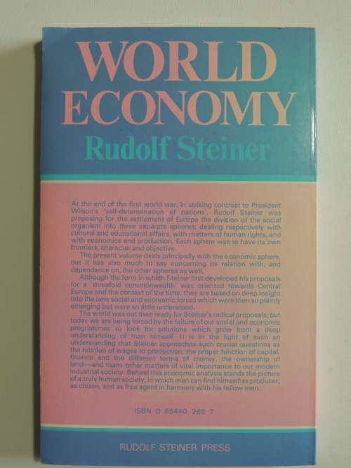 World Economy, The Formation of a Science World Economics, Lectures 1922- Rudolf Steiner