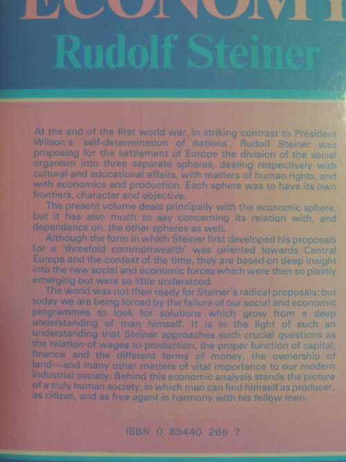 World Economy, The Formation of a Science World Economics, Lectures 1922- Rudolf Steiner