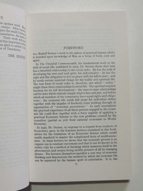 World Economy, The Formation of a Science World Economics, Lectures 1922- Rudolf Steiner
