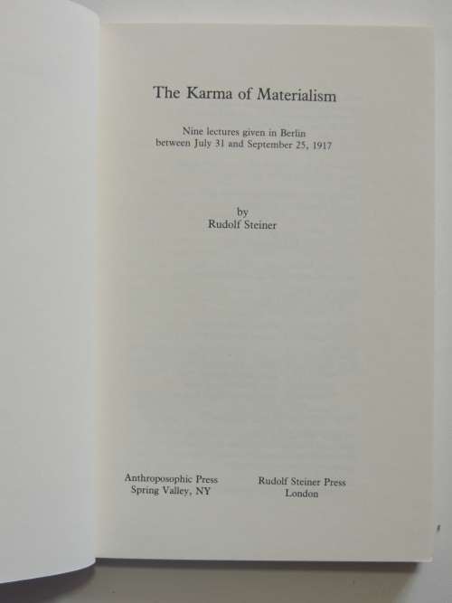 The Karma of Materialism - Rudolf Steiner