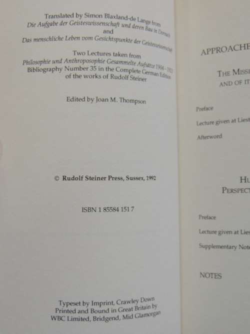 Approaches to Anthroposophy,Human Life from thePerspective of Spiritual Science,1916 -Rudolf Steiner
