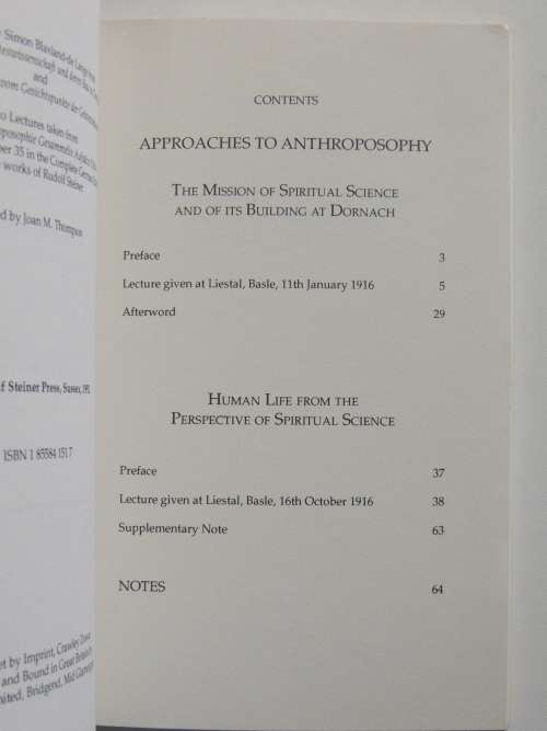Approaches to Anthroposophy,Human Life from thePerspective of Spiritual Science,1916 -Rudolf Steiner