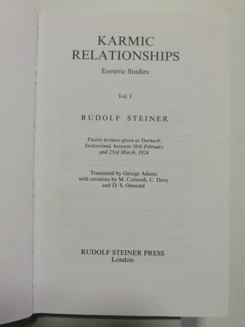 Karmic Relationships, Esoteric Studies - 8 Volume Set 11 Lectures, Switzerland 1924 - Rudolf Steiner