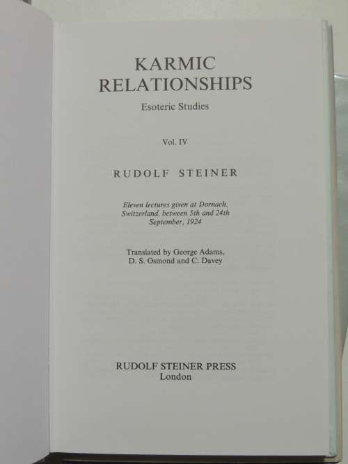 Karmic Relationships, Esoteric Studies - 8 Volume Set 11 Lectures, Switzerland 1924 - Rudolf Steiner