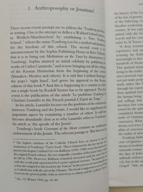 The Case of Valentin Tomberg,  Anthroposophy or Jesuitism - Segei O Prokofieff