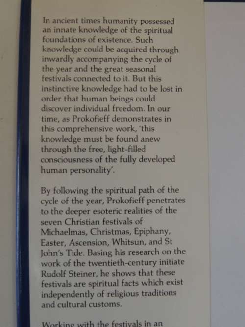 The Cycle of theYear as Path of Initiation, Leading to an Experience of the Christ- Segei Prokofieff