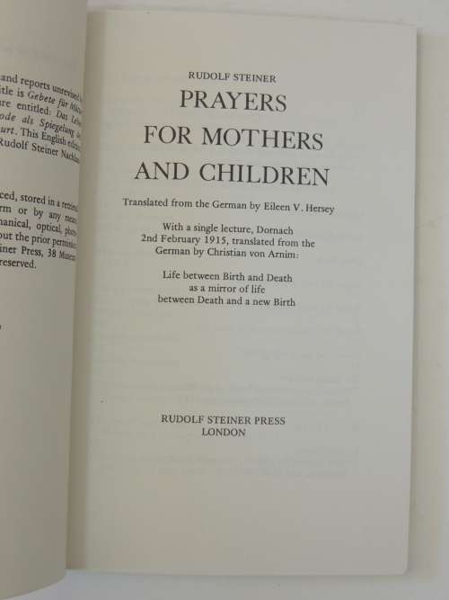 Prayers for Mothers and Children, Lecture 1915 - Rudolf Steiner