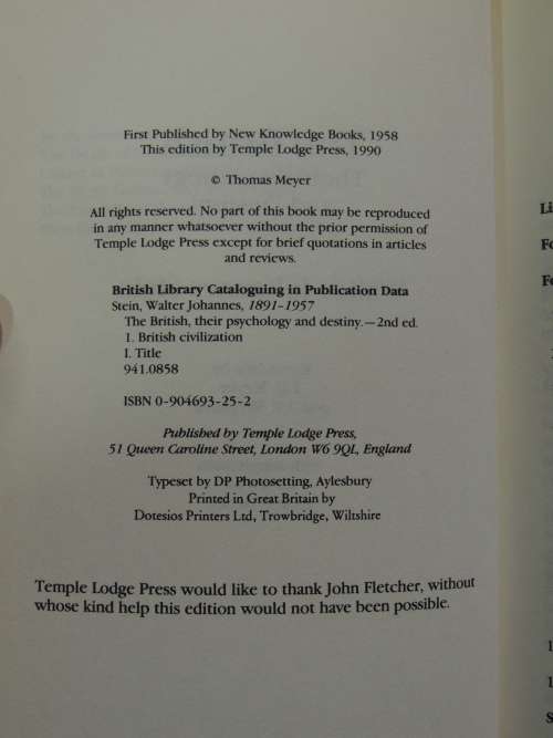 The British , Their Psychology and Destiny - Walter Johannes Stein