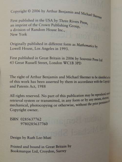 Think Like A Maths Genius - The Art Of Calculating In Your Head - Arthur Benjamin & Michael Shermer