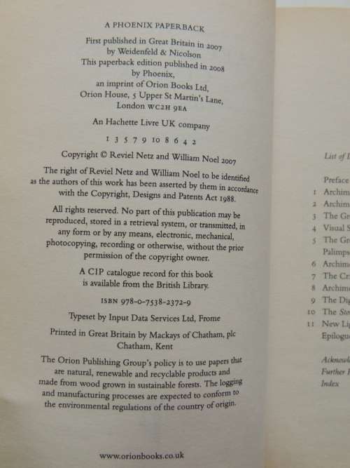 The Archimedes Codex - Revealing The BluePrint Of Modern Science - Reviel Netz & William Noel