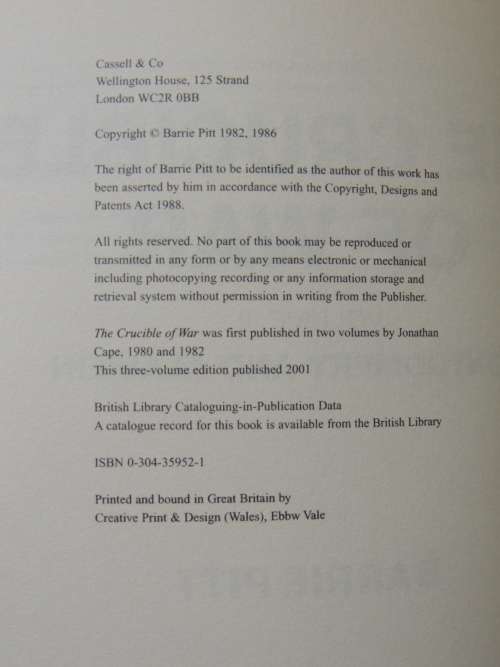 The Crucible Of War Vol 1-3: Wavell`s Command, Auchinleck`s Command,Montgomery &Alamein -Barrie Pitt