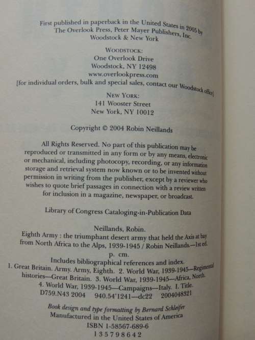Eighth Army, Triumphant Desert Army ..Axis At Bay ..North Africa To ..Alps, 1939-45- Robin Neillands