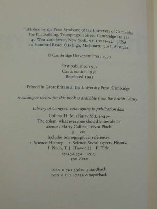 The Golem - What Everyone Should Know About Science - Harry Collins, Trevor Pinch