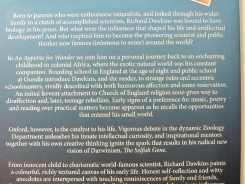 An Appetite For Wonder - The Making Of A Scientist A Memoir- Richard Dawkins