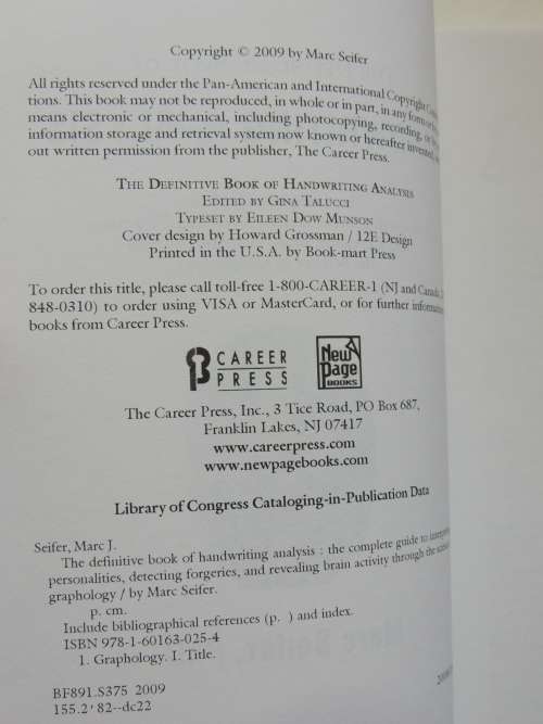 The Definitive Book of Handwriting Analysis- Marc Seifer