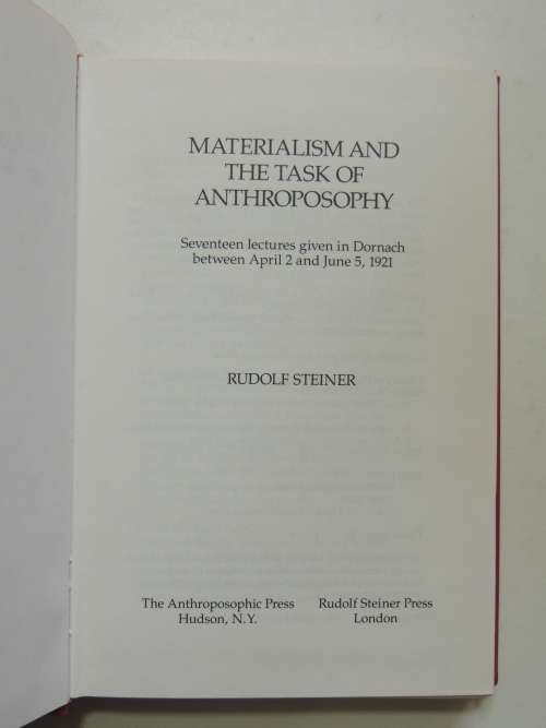 Materialism and the Task of Antroposophy, Lectures 1921 - Rudolf Steiner