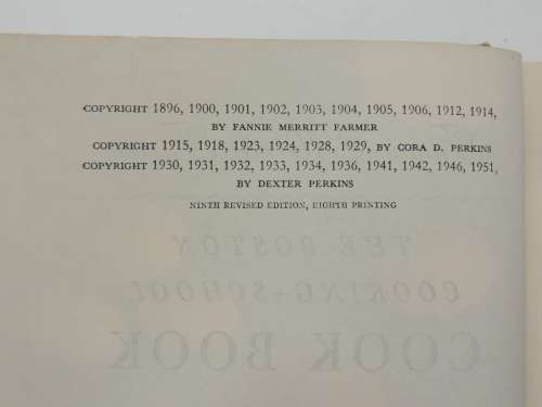 The New Fanny Farmer Boston Cooking-School Cook Book - Fanny Merrit Farmer 9th edition, 1951
