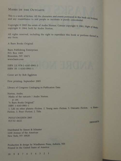 Masks of the Outcasts - Andre Norton     FIRST EDITION