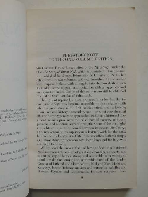 Njal`s Saga, Or The Story of Burnt Njal - Tr. Sir George Webbe Dasent