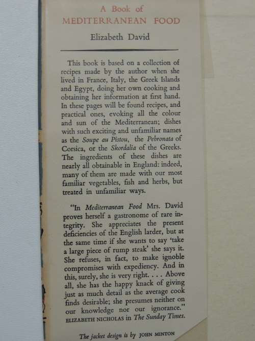 A Book of Mediterranean Food - Elizabeth David 5th Impression 1952