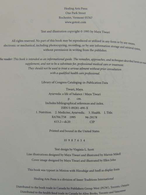 Ayurveda -  A Life of Balance - Maya Tiwari