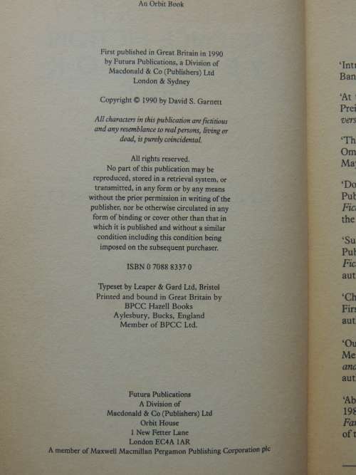 The Orbit Science Fiction Yearbook Three, The Best Short SF of the Year - ed. David S Garnett