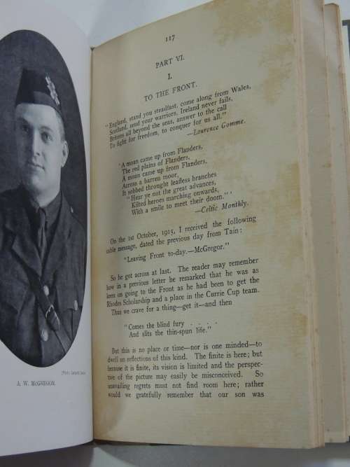 A W McGregor, Rhodes Scholar, Oriel College, Oxford. 2nd Lt, 9th Black Watch - A Memoir by his Fathe