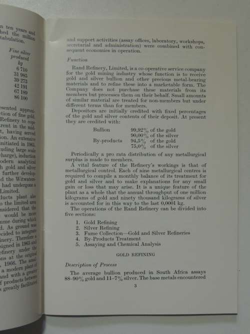 The Rand Refinery, Reprint from Gold Metallurgy in South Africa, Chamber of Mines of South Africa