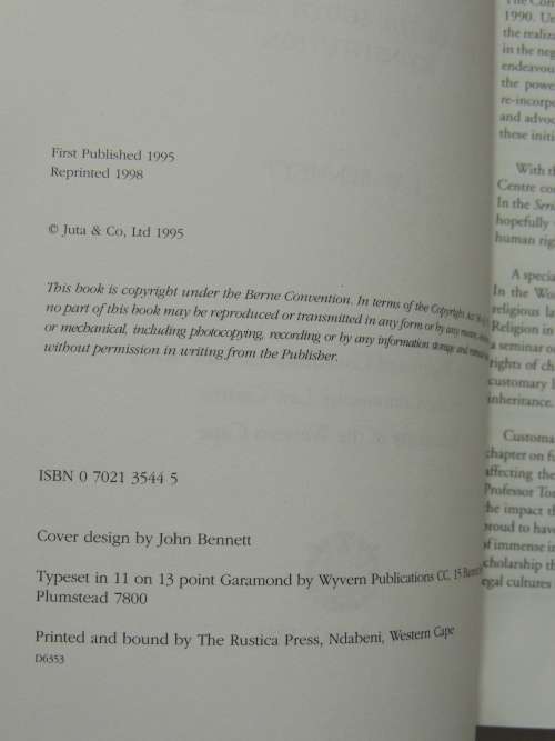 Human Rights and the African Customary Law, Under the South African Constitution - T W Bennett