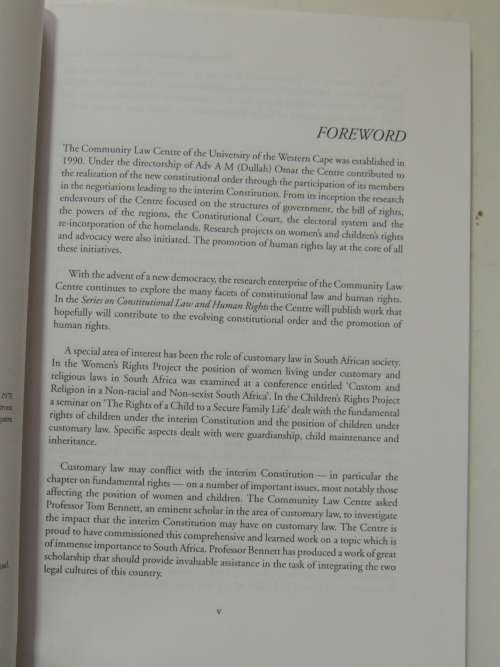 Human Rights and the African Customary Law, Under the South African Constitution - T W Bennett