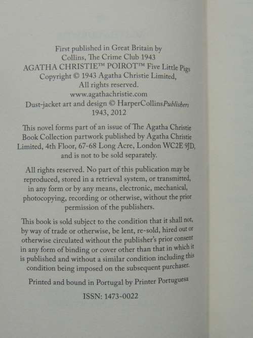 Five Little Pigs - Agatha Christie - Facsimile Reproduction of the 1st Edition of 1943
