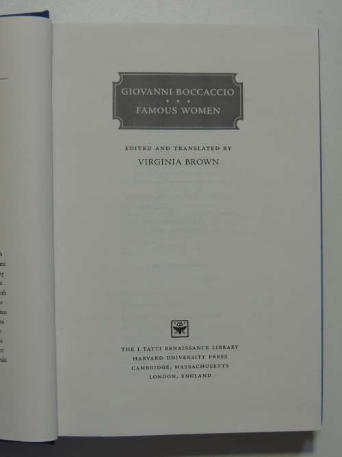 The I Tatti Renaissance Library - Famous Women - Giovanni Boccaccio
