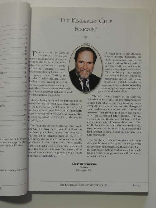 The Kimberley Club - Established in 1881 - Foreword Nicky Oppenheimer