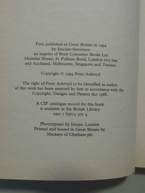 Dan Leno and the Limehouse Golem - Peter Ackroyd  FIRST EDITION, 1994