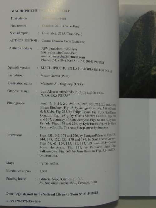 Machupicchu in Inka History - Cosme Cuba Gutierrez