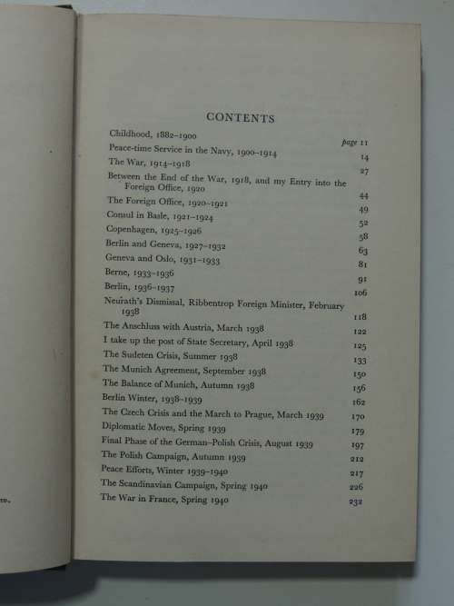 The Memoirs of Ernst Von  Weizsacker, Head of the German Foreign Office 1938-43    SCARCE