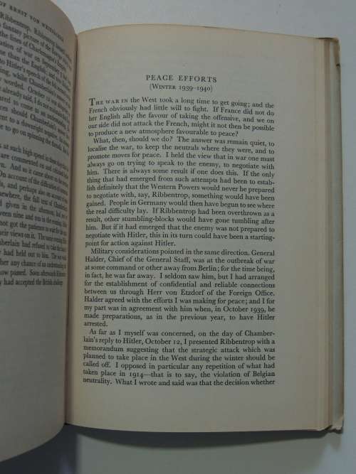The Memoirs of Ernst Von  Weizsacker, Head of the German Foreign Office 1938-43    SCARCE