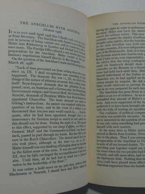 The Memoirs of Ernst Von  Weizsacker, Head of the German Foreign Office 1938-43    SCARCE