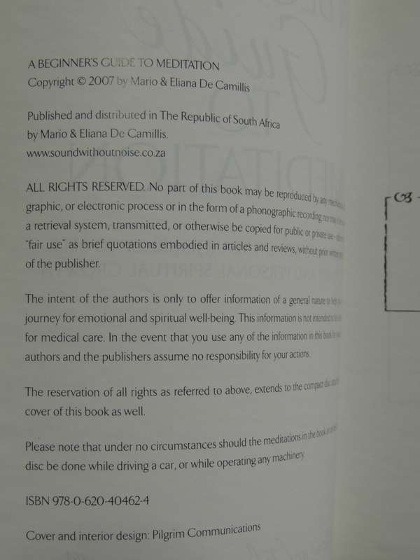 A Beginners Guide to Meditation - Mario & Eliana De Camillis    INSCRIBED   CD Included