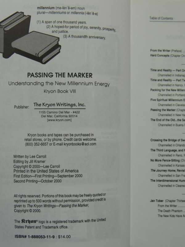 Kryon 2000, Passing the Marker, Understanding the New Millenium Energy, Kryon Book VIII