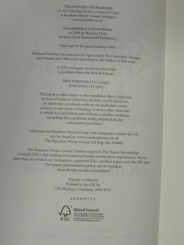 The Greatest Show on Earth, The Evidence for Evolution- Richard Dawkins  HARD COVER