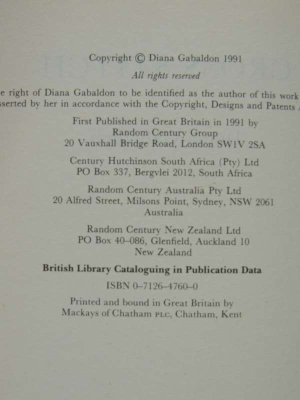 Cross Stitch - Diana Gabaldon  -  Scarce British FIRST EDITION 1991