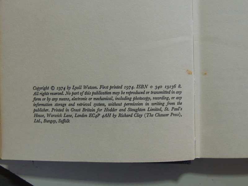 The Romeo Error, A Matter of Life & DeathLyall Watson    FIRST EDITION 1974
