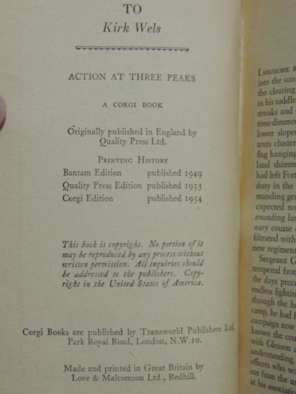 Action At Three Peaks- Frank O`Rourke