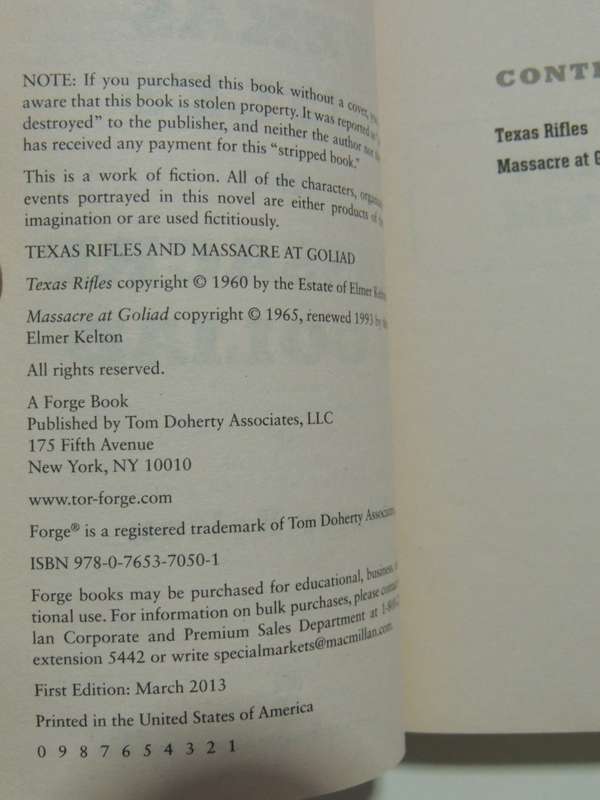 Texas Rifles & Massacre At Goliad - Elmer Kelton    2 Novels in One