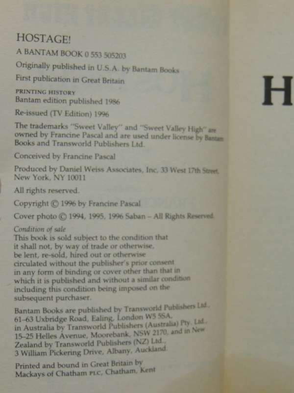 Sweet Valley High - Hostage No. 26 - Francine Pascal